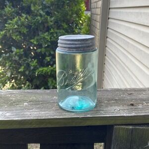 Rare Ball Mason Triple L PINT Jar Dropped "a" BALL Zinc Lid 1900-1910 #3